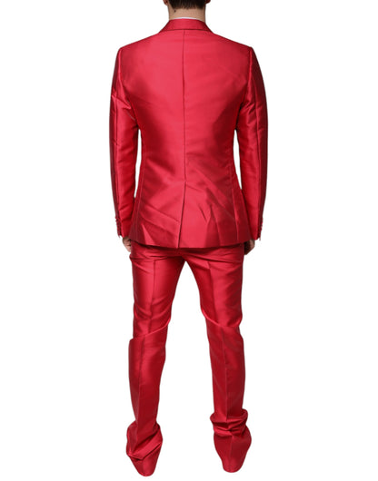 Red Polyester Single Breasted Formal Suit