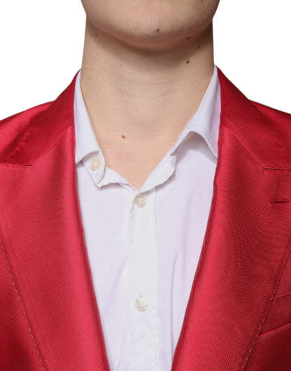 Red Polyester Single Breasted Formal Suit