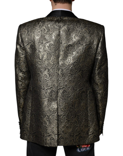 Gold SICILIA Jacquard Single Breasted Coat Blazer