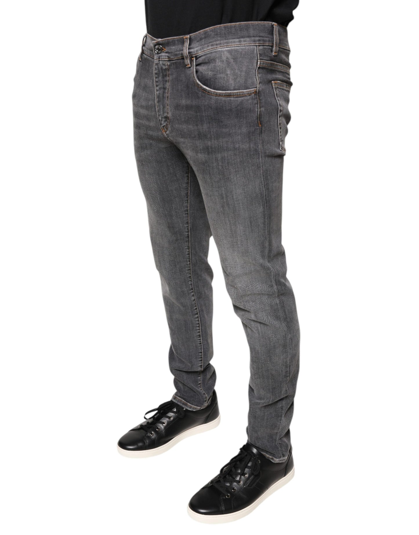 Dark Gray Cotton Stretch Skinny Denim Jeans