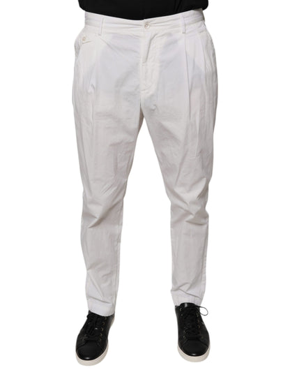 White Cotton Skinny Dress Pants