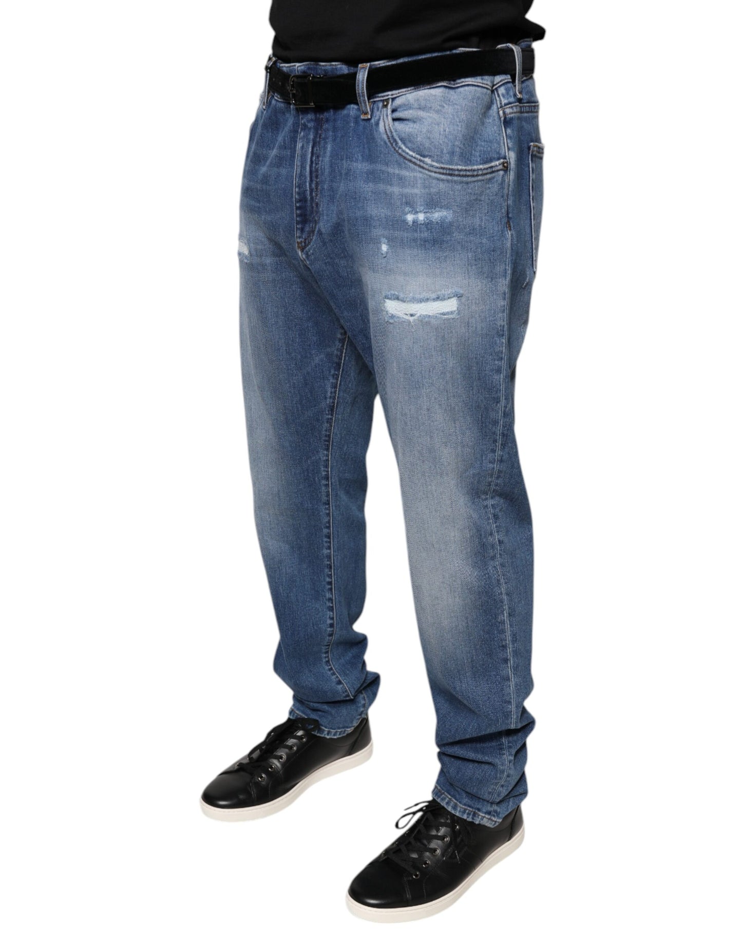 Blue Washed Cotton Stretch Men Denim Jeans