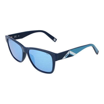 Fila Men's Sunglasses – Square Blue Frame with Grey Mirrored Lenses, 55mm