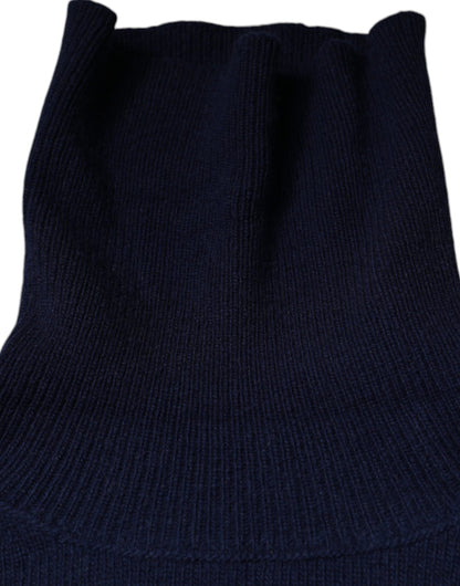 Blue Wool Knit Turtleneck Pullover Sweater