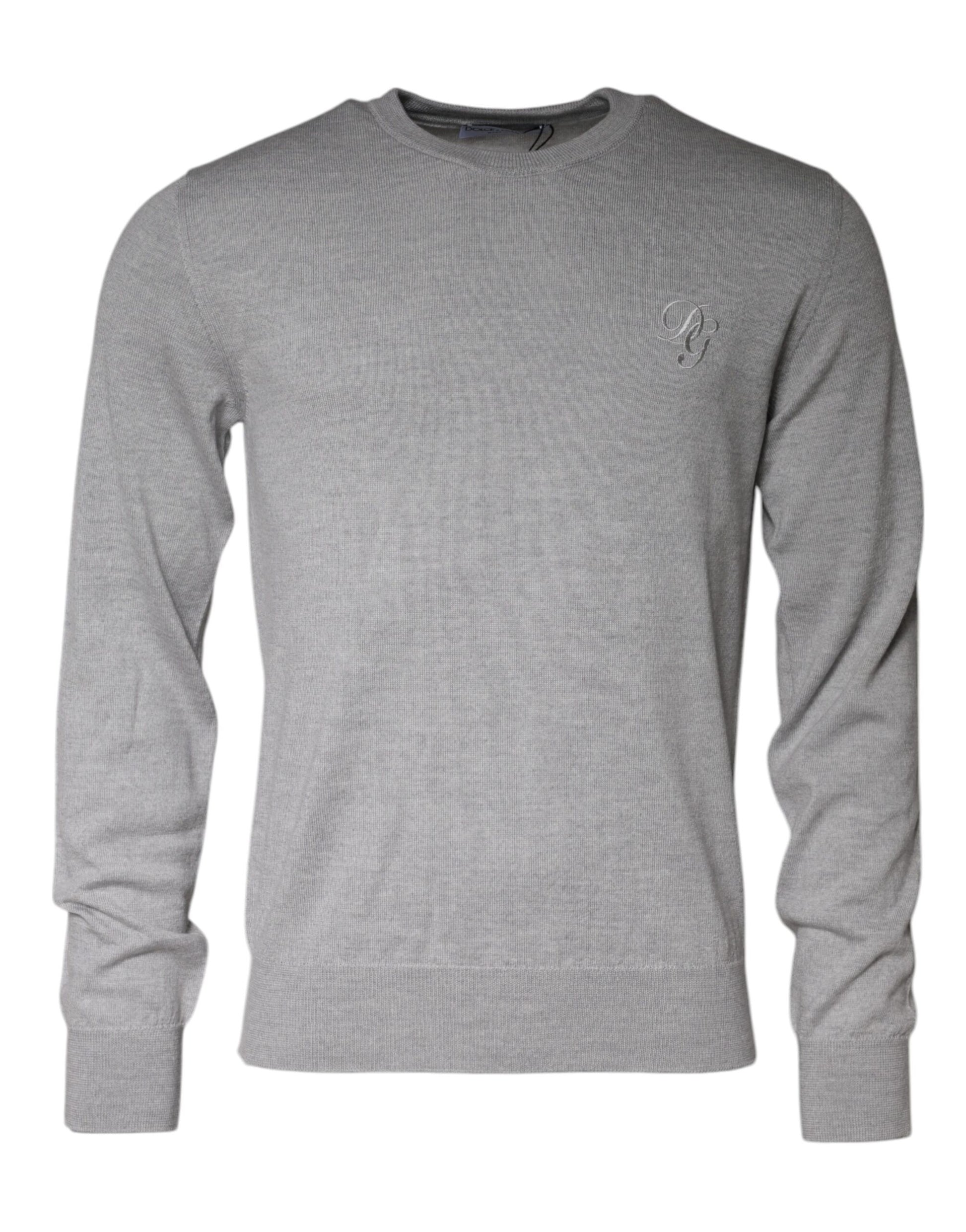 Light Gray Wool Crew Neck Pullover Sweater