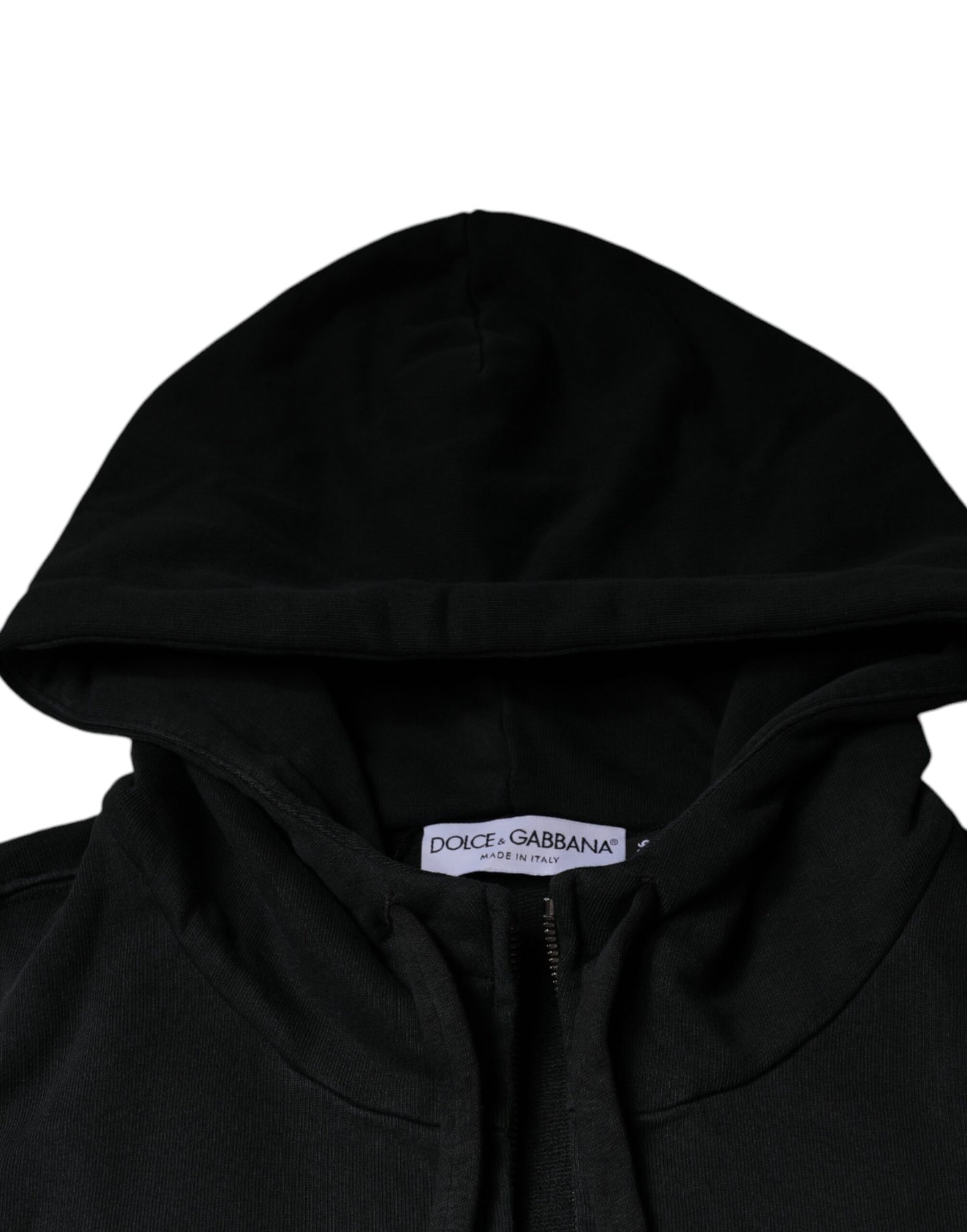 Black Logo Plaque Hooded Full Zip Sweater