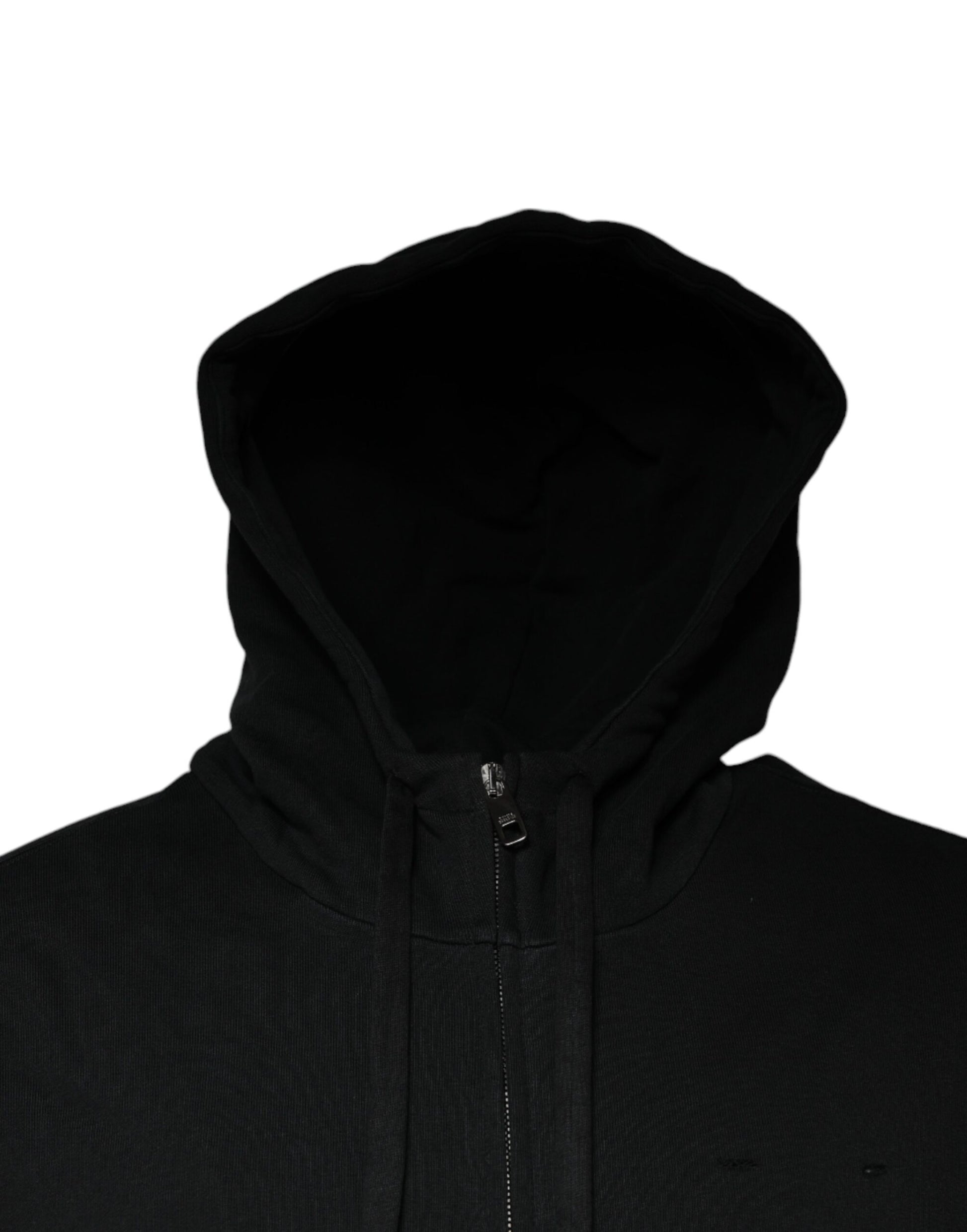 Black Logo Plaque Hooded Full Zip Sweater