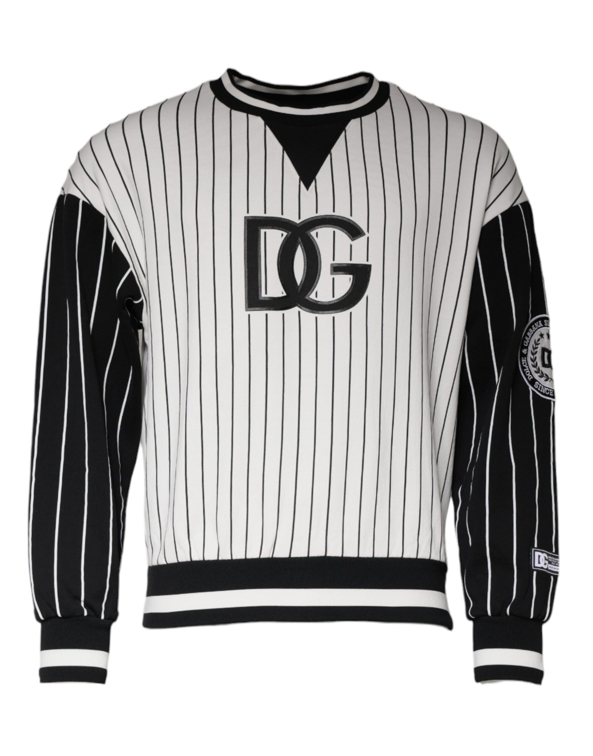 Dolce & Gabbana Black and White Stripes Logo Sweatshirt