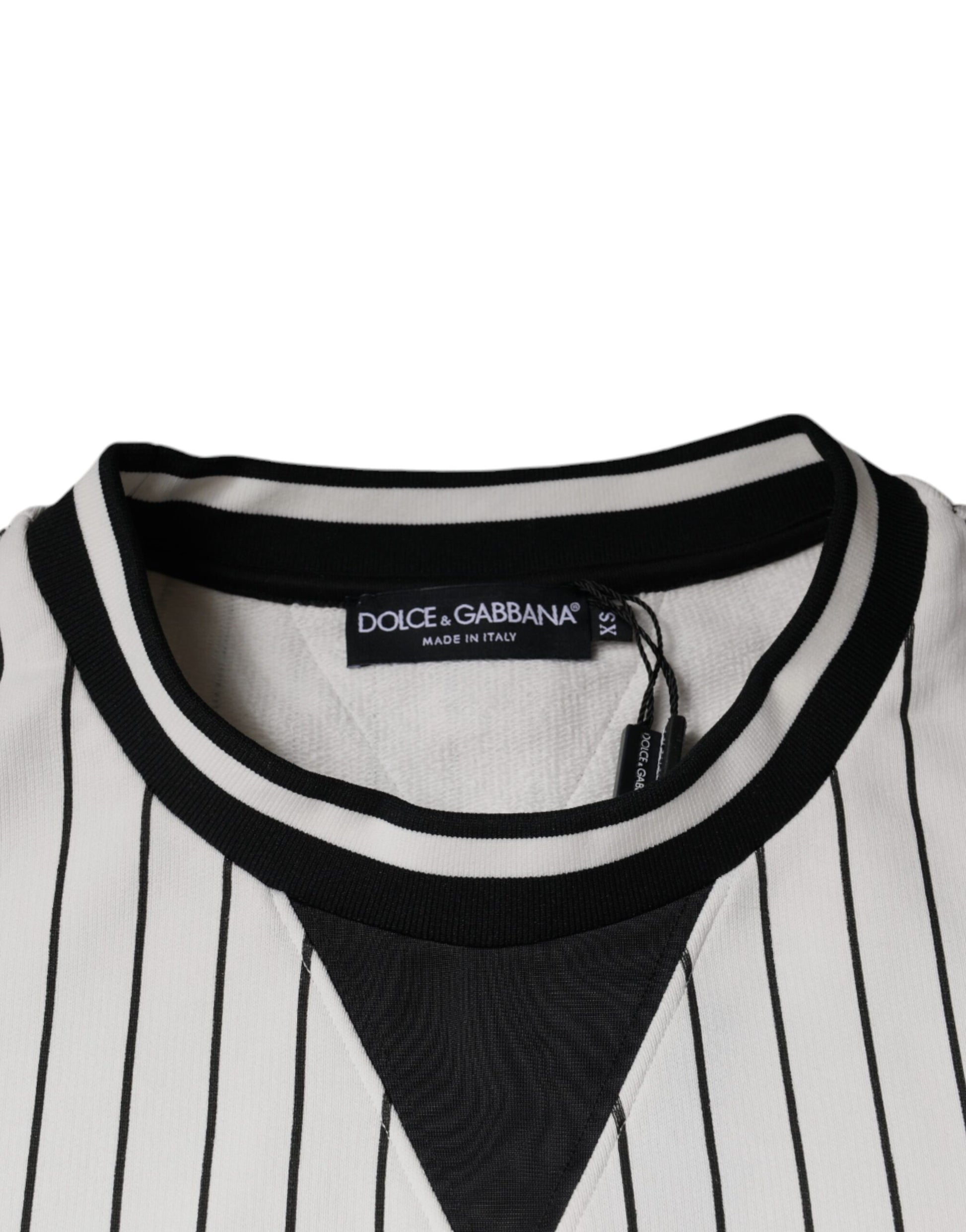 Dolce & Gabbana Black and White Stripes Logo Sweatshirt