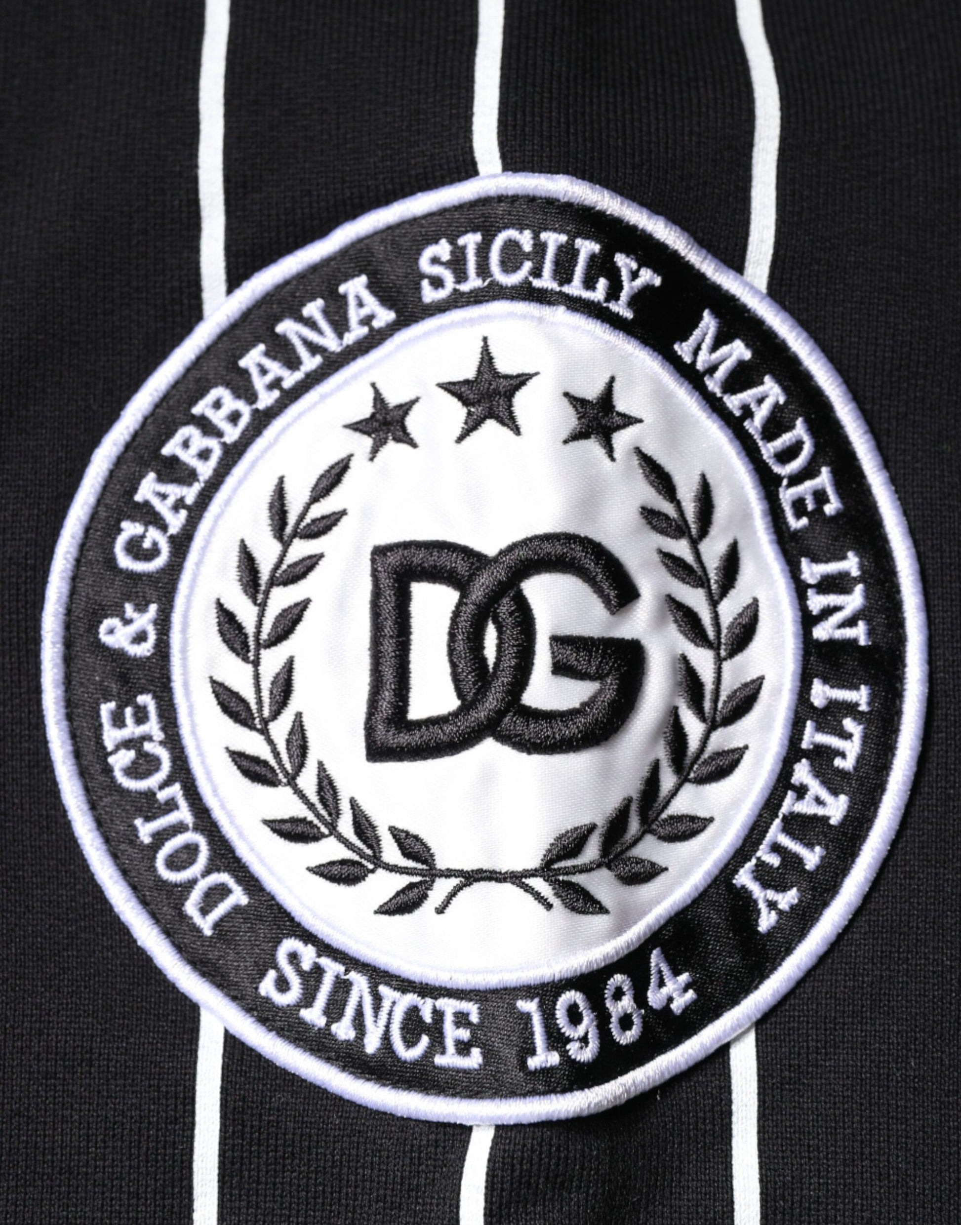 Dolce & Gabbana Black and White Stripes Logo Sweatshirt