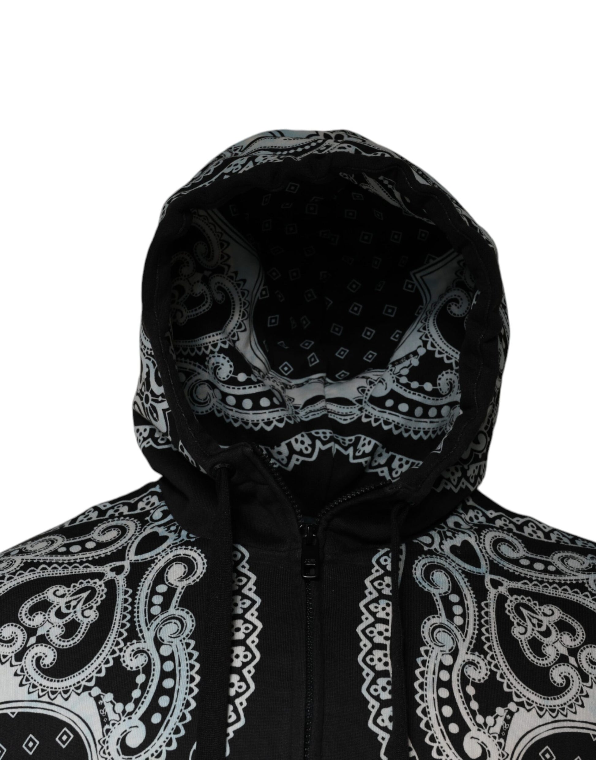 Black & White Bandana Print Hooded Sweatshirt