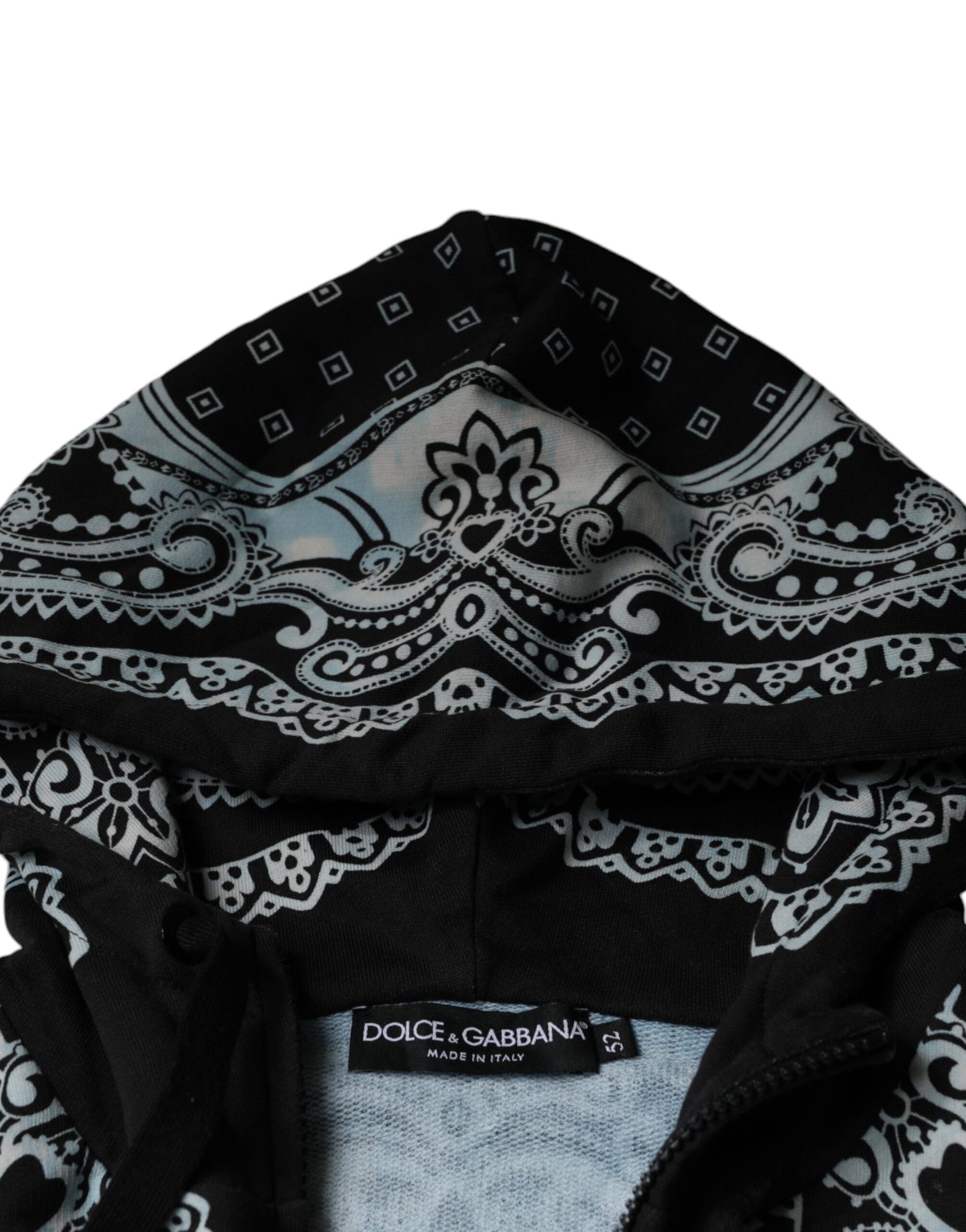 Black & White Bandana Print Hooded Sweatshirt