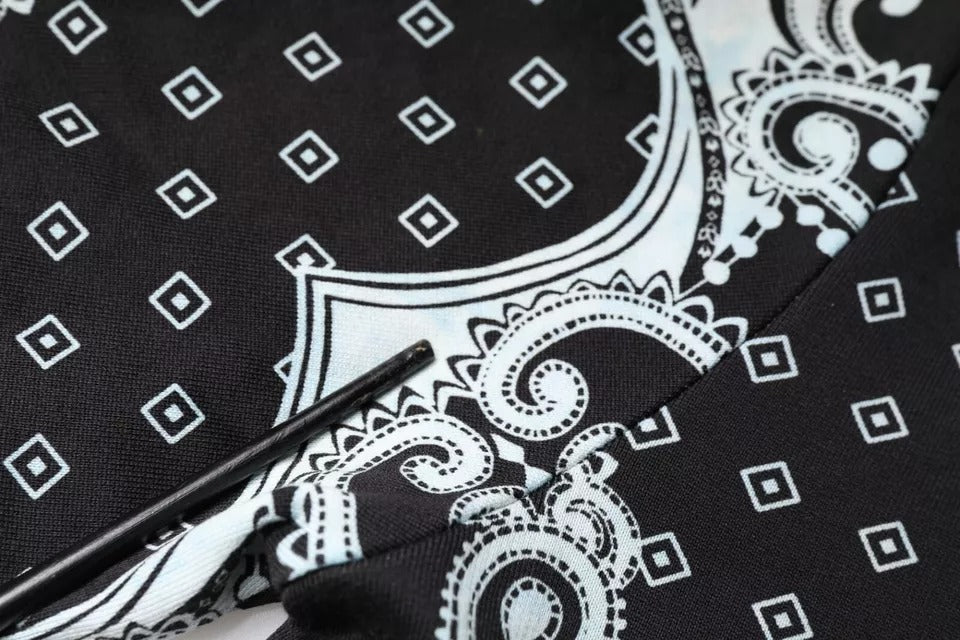 Black & White Bandana Print Hooded Sweatshirt