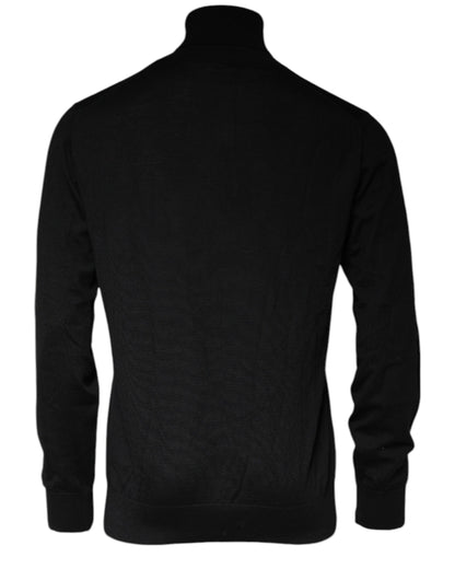 Black Long Sleeve Turtleneck Men Pullover Sweater