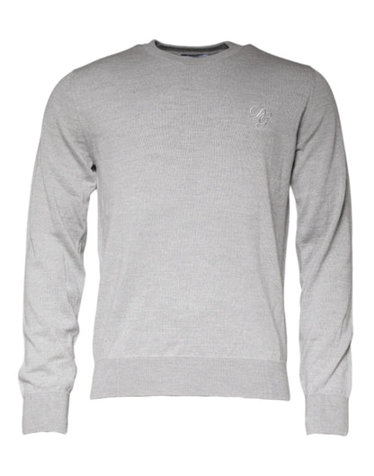 Light Gray Wool Crew Neck Pullover Sweater