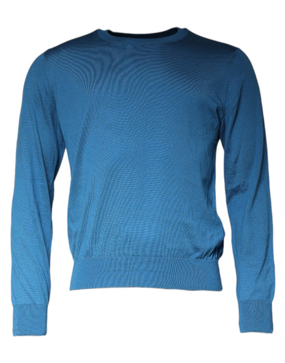 Blue Long Sleeve Crew Neck Pullover Sweater