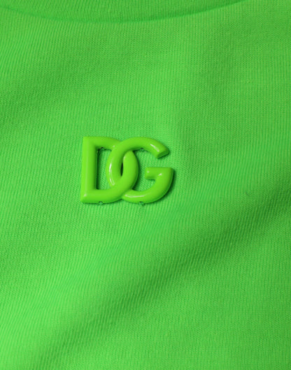 Green Logo Hooded Pullover Sweatshirt