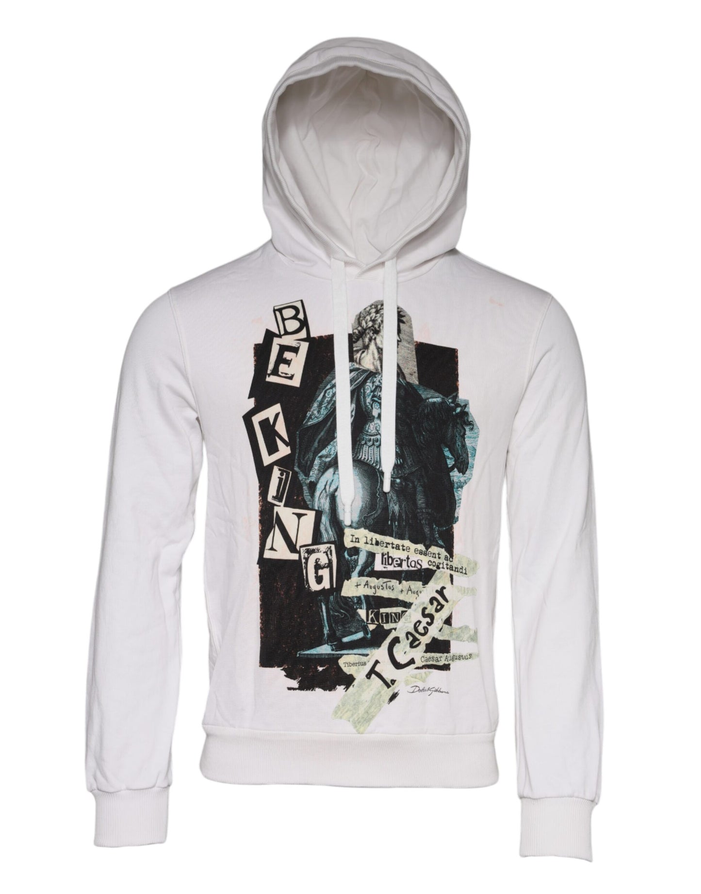 White Caesar Cotton Hooded Pullover Sweater