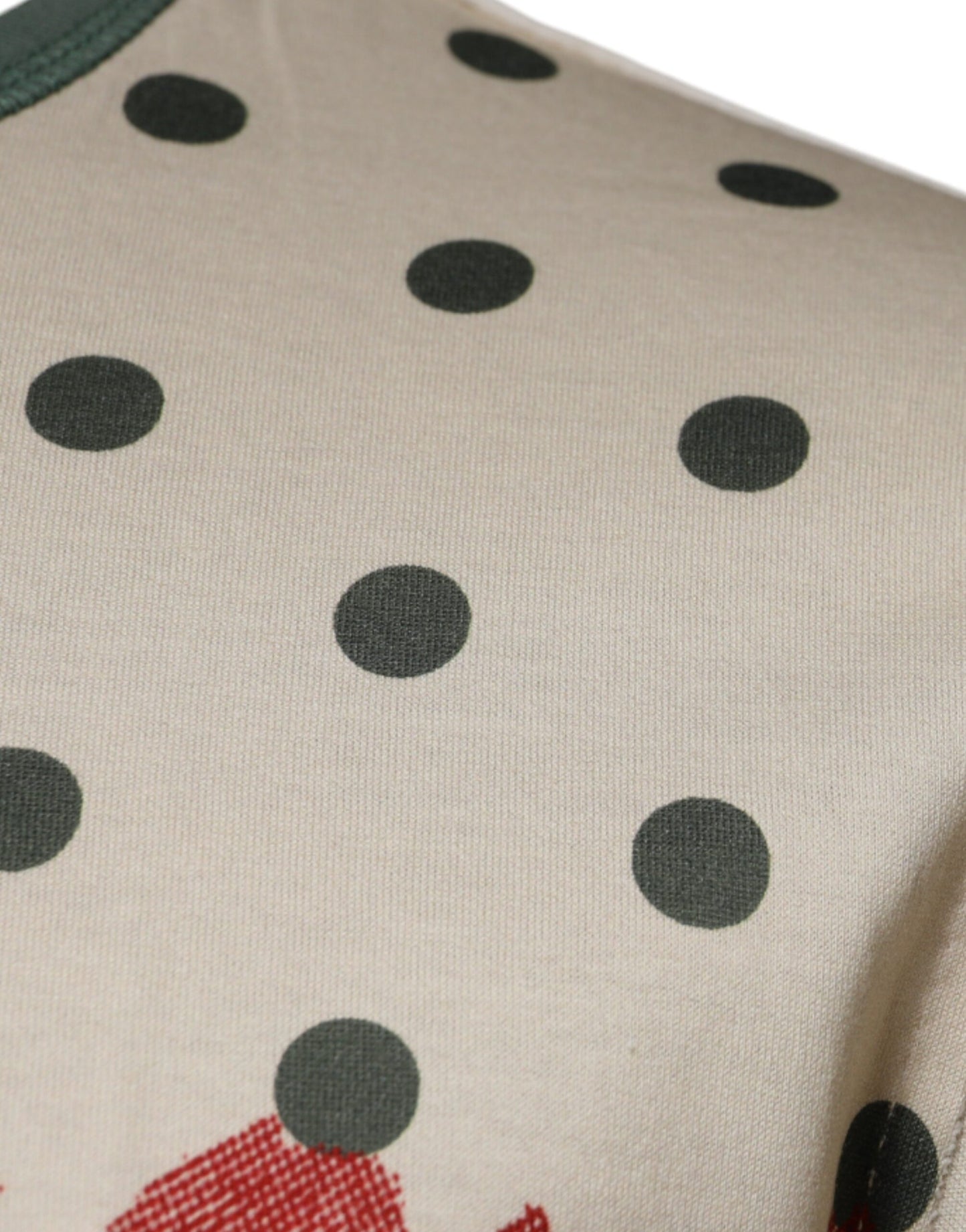 Beige Graphic Print Polka Dot Cotton T-shirt