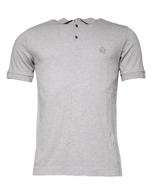 Gray Crown Collared ShortSleeve Polo T-shirt