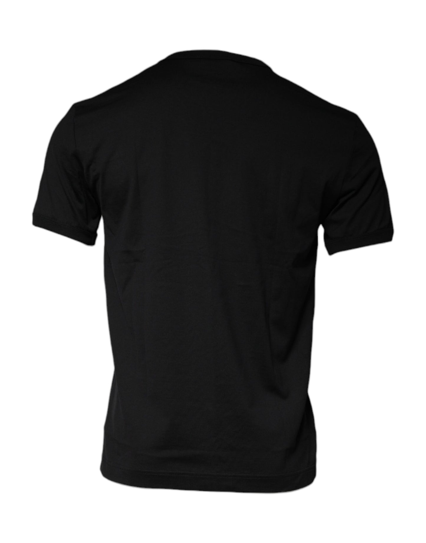 Black Cotton Round Neck Short Sleeve T-shirt