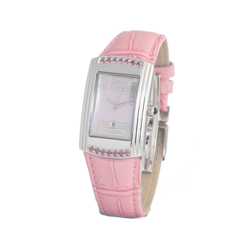 Multicolor Leather Watch: Elegant Pink Timepiece