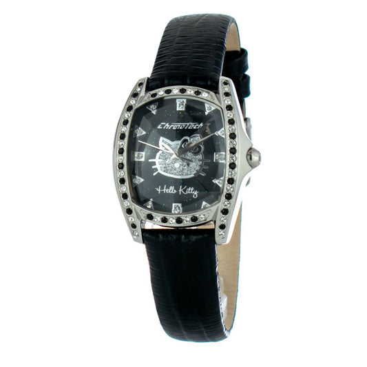 Chronotech Watch, Sleek Analog Dial, Black Leather Strap