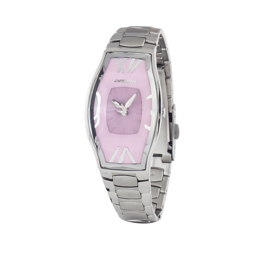 Chronotech Women's Watch, Pink Dial, Silver Steel Bracelet