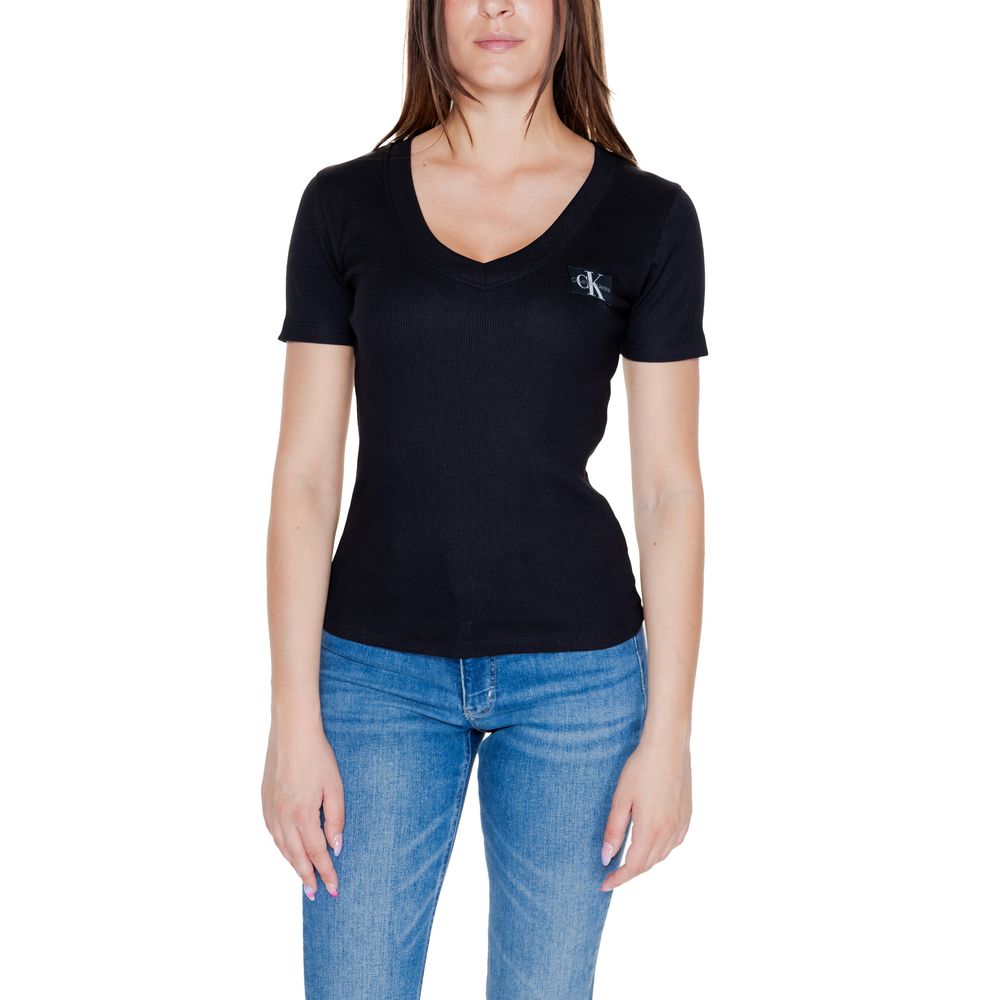 Black Cotton Rigenerato Tops & T-Shirt