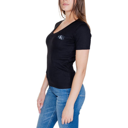 Black Cotton Rigenerato Tops & T-Shirt