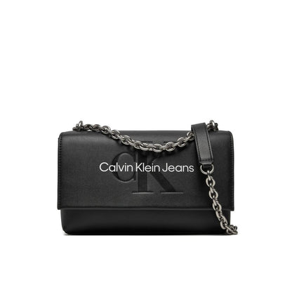 Black Synthetic Leather Handbag