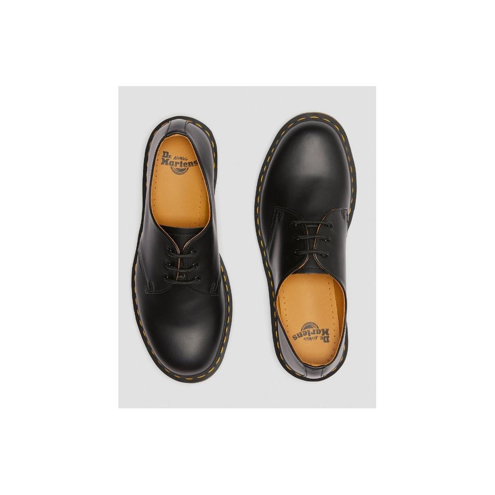Dr. Martens CLASSIC SMOOTH 1461 Black Leather Platform Shoes for Women