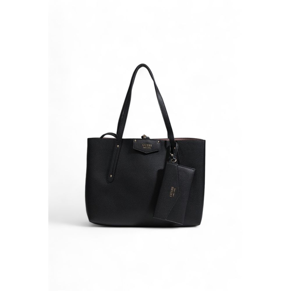 Black Synthetic Leather Handbag