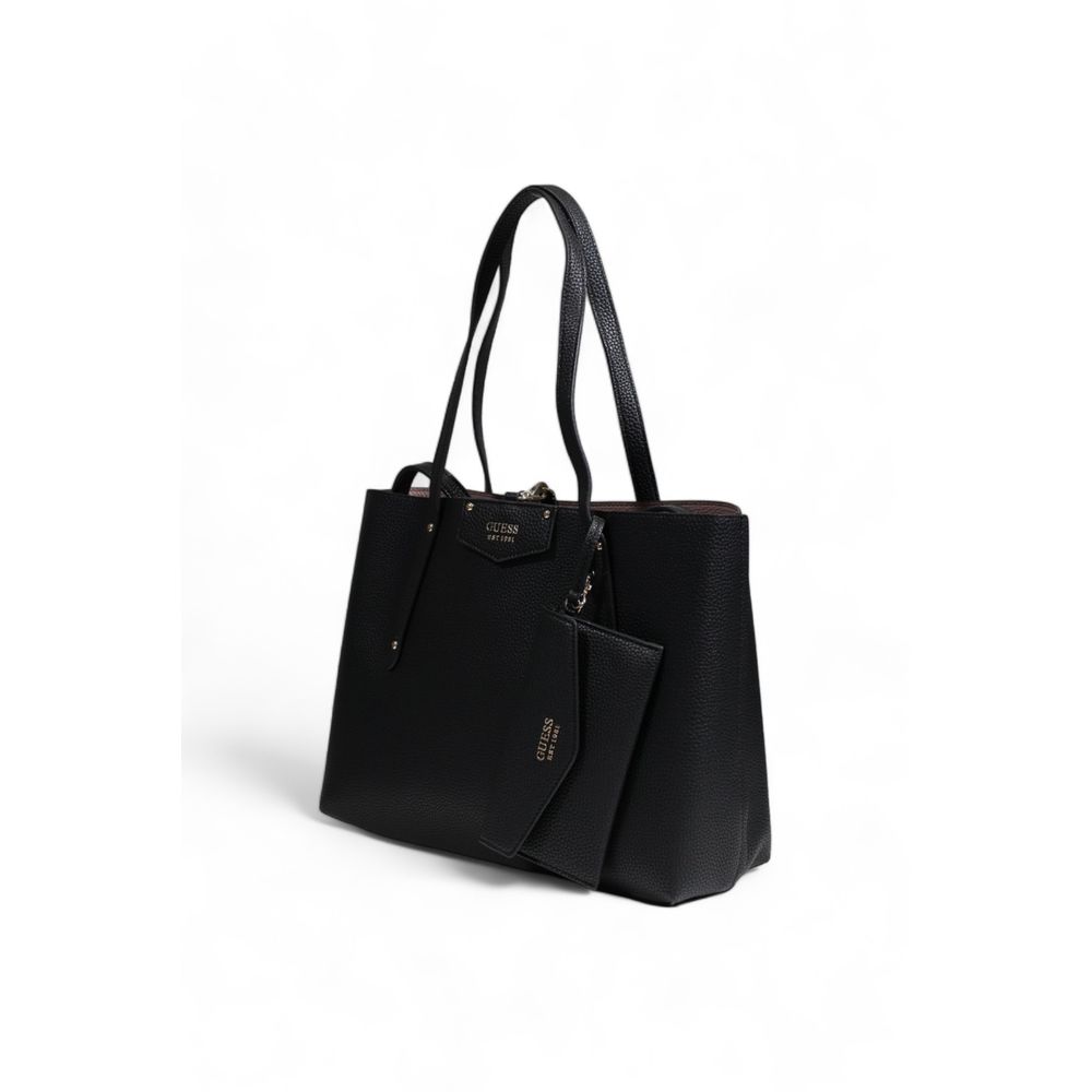 Black Synthetic Leather Handbag