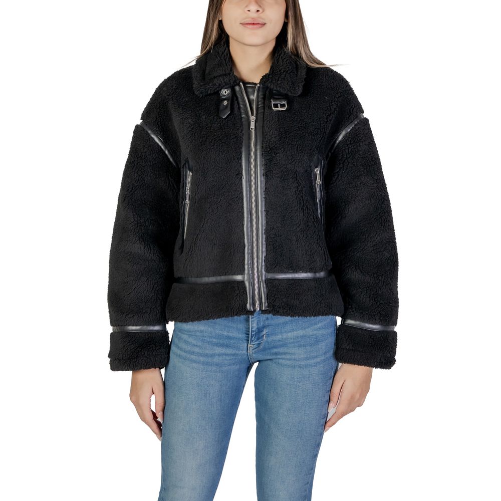 Black Polyester Jackets & Coat