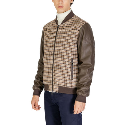 Gianni Lupo Brown Polyester Jacket for Men