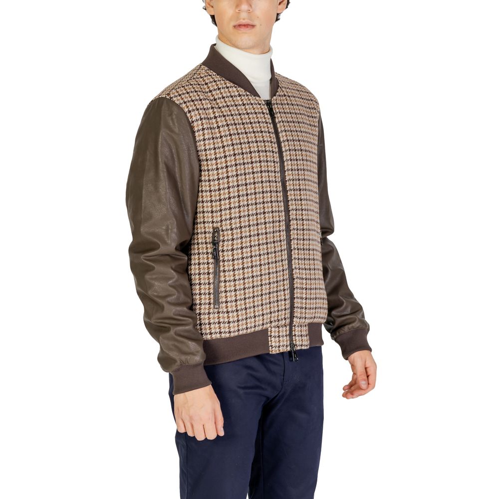 Gianni Lupo Brown Polyester Jacket for Men