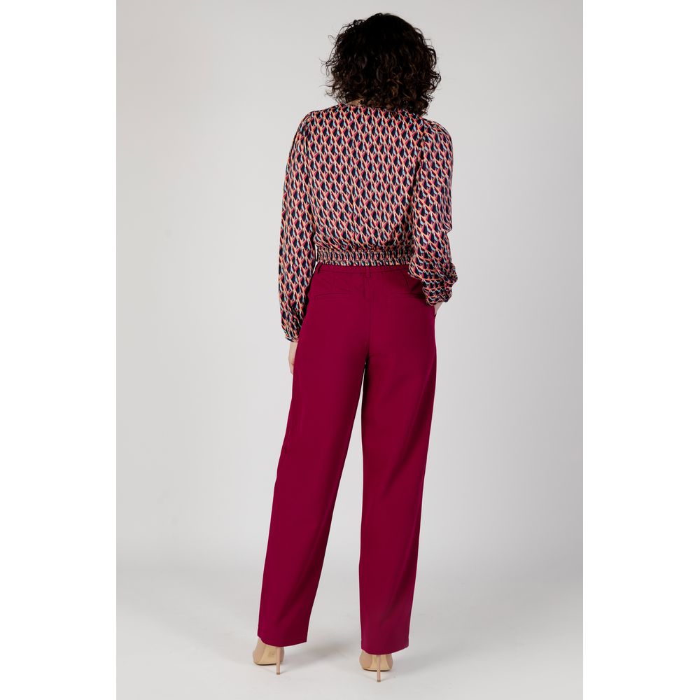 Bordeaux Polyester Jeans & Pant