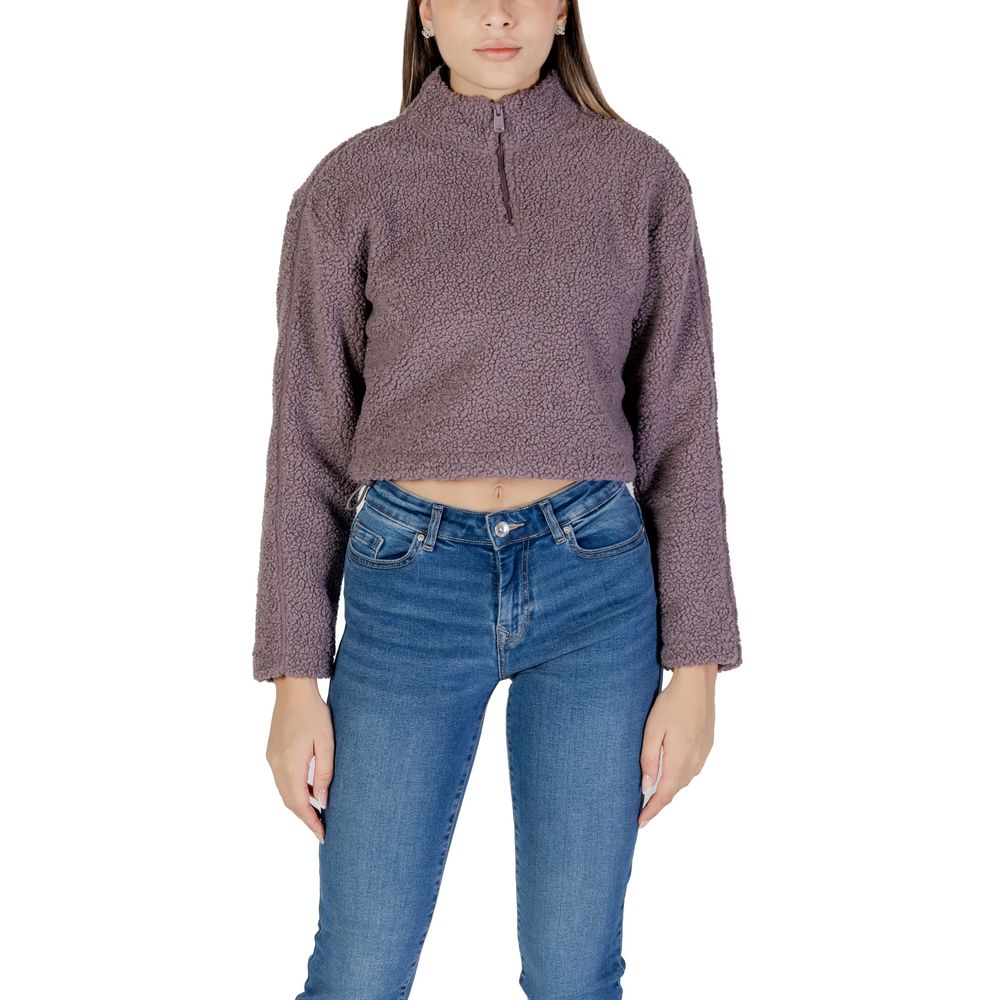 Purple Recycled Polyester Half-Zip Cropped Fleece