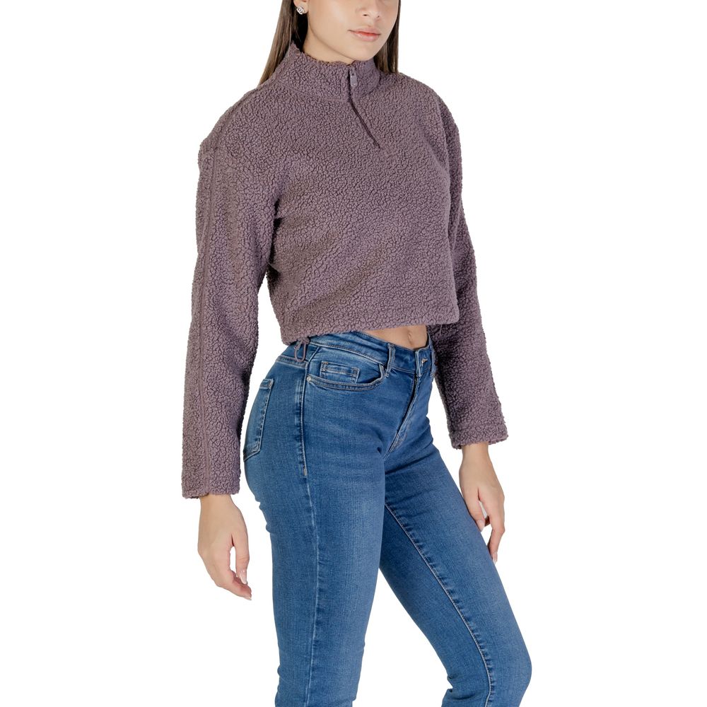 Purple Recycled Polyester Half-Zip Cropped Fleece