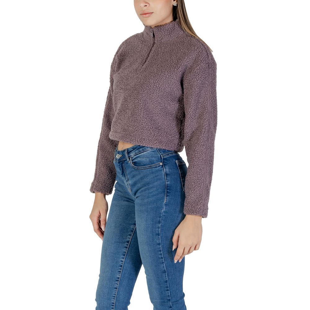 Purple Recycled Polyester Half-Zip Cropped Fleece