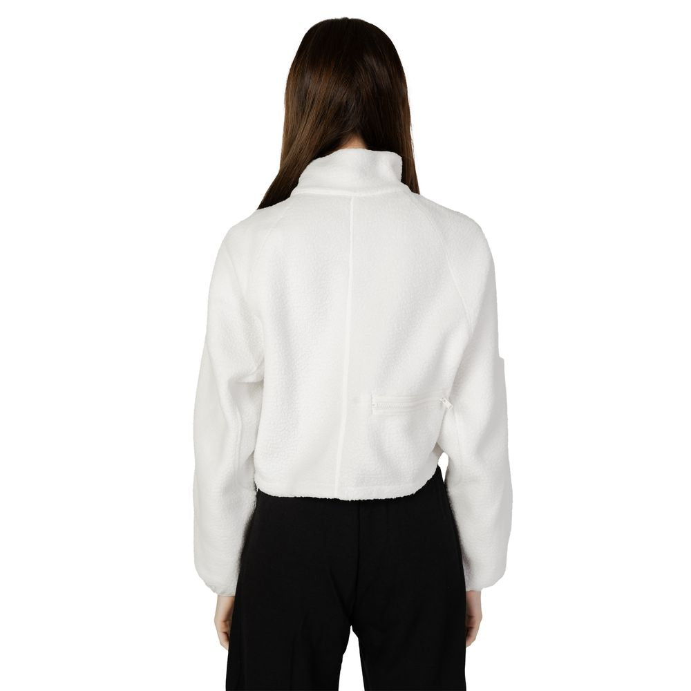 White Cropped Half Zip Fleece Jumper