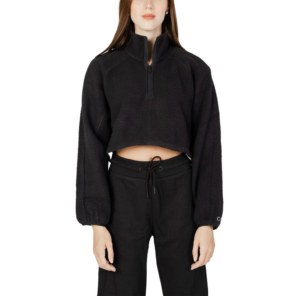 Black Cropped Half Zip Fleece Jumper