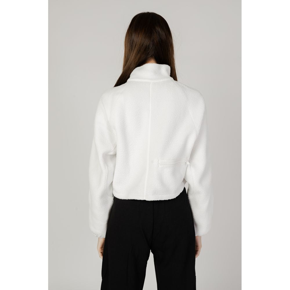 White Cropped Half Zip Fleece Jumper