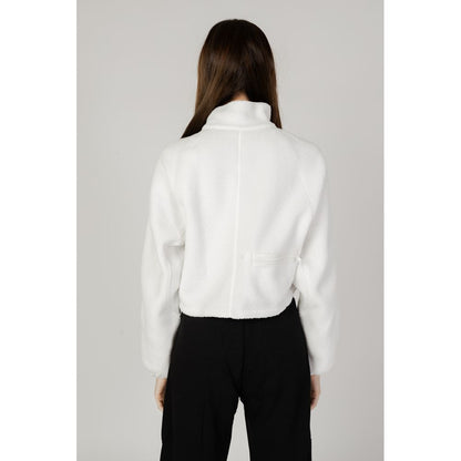 White Cropped Half Zip Fleece Jumper