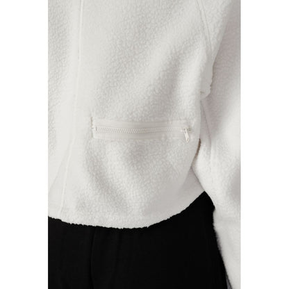 White Cropped Half Zip Fleece Jumper