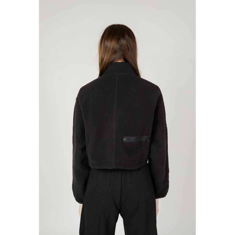 Black Cropped Half Zip Fleece Jumper