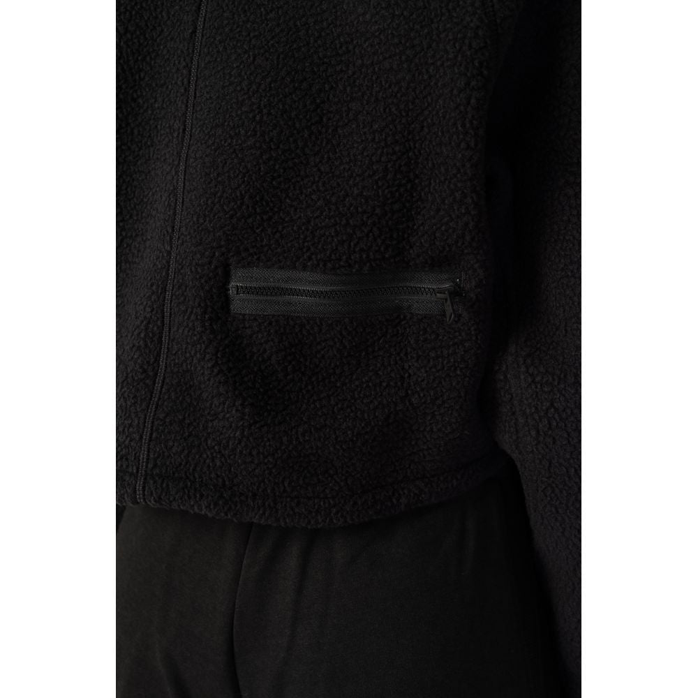 Black Cropped Half Zip Fleece Jumper