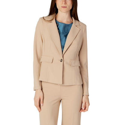 Beige Polyester Suits & Blazer