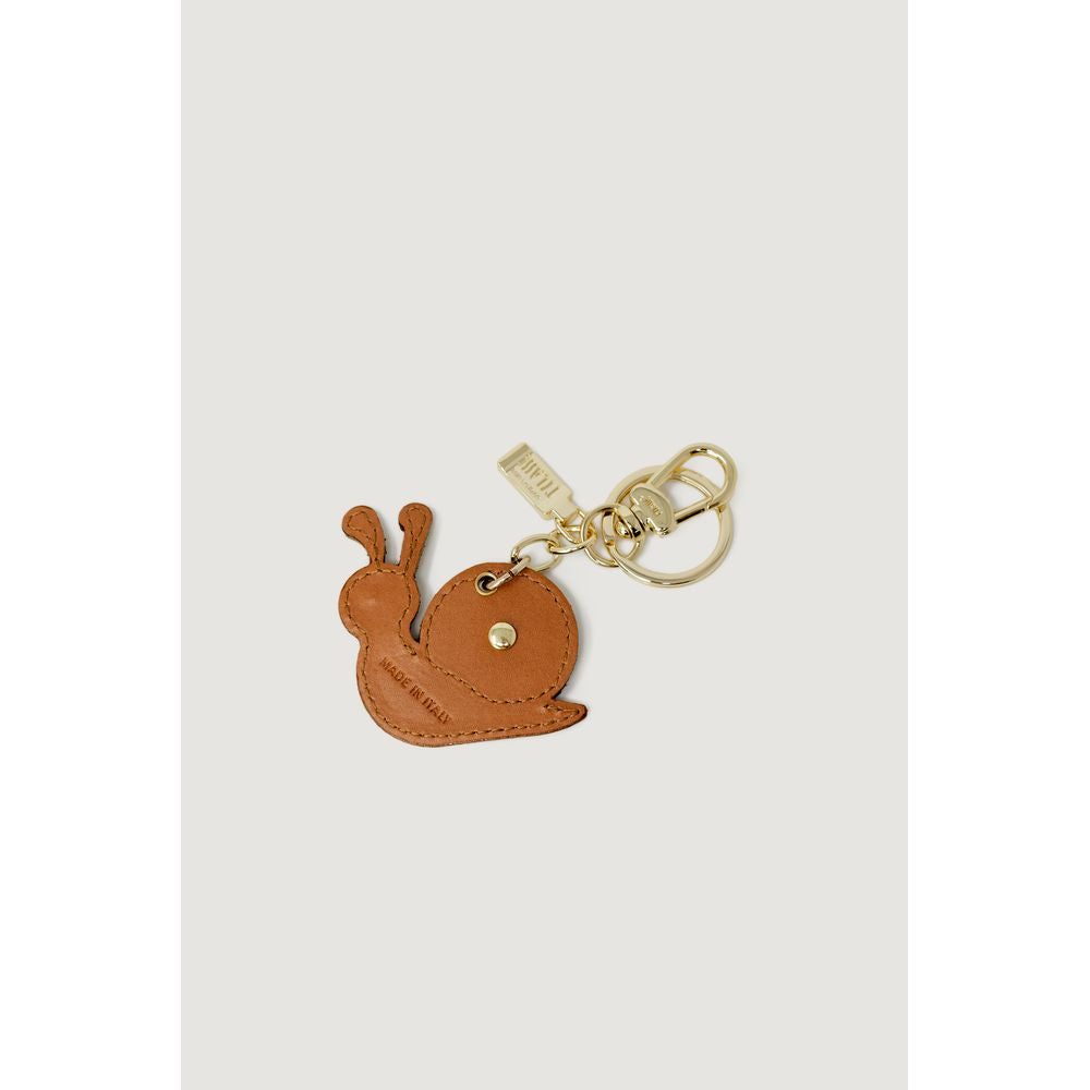 Beige Synthetic Leather Keychain